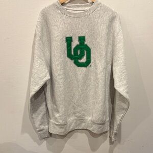 University of Oregon Ducks Blue 84 Light Gray Crewneck Sweater with Green Logo